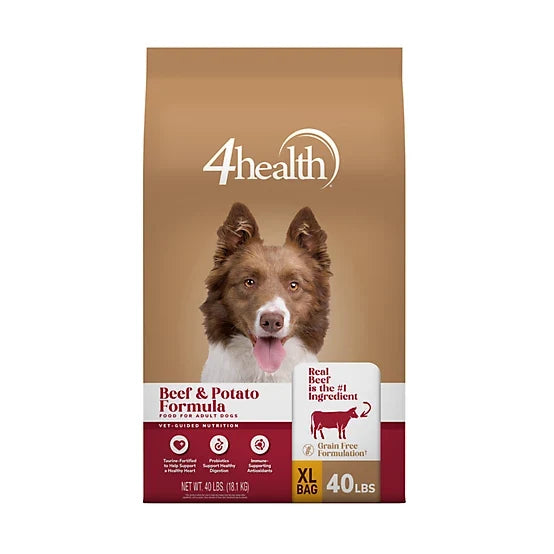 4health Grain Free Adult Beef and Potato Formula Dry Dog Food, 40lb