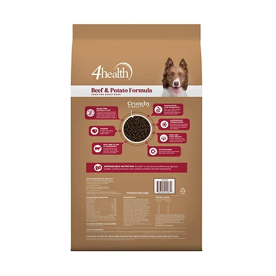 4health Grain Free Adult Beef and Potato Formula Dry Dog Food, 40lb