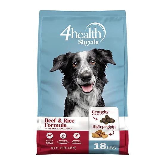 4health Shreds Adult Beef and Rice Formula Dry Dog Food, 18lb