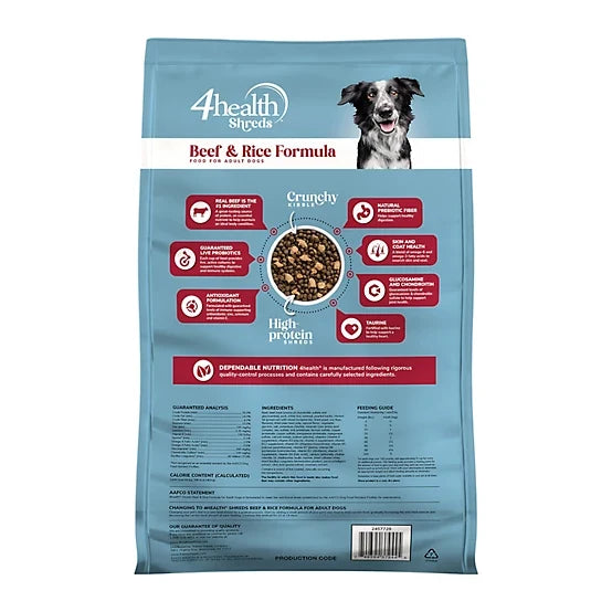 4health Shreds Adult Beef and Rice Formula Dry Dog Food, 18lb