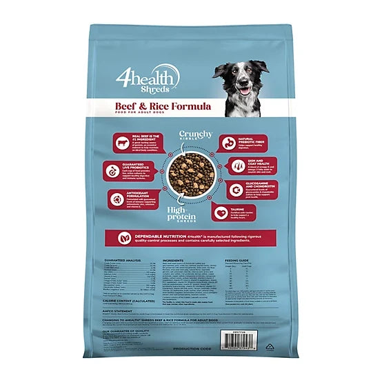 4health Shreds Adult Beef and Rice Formula Dry Dog Food, 35lb