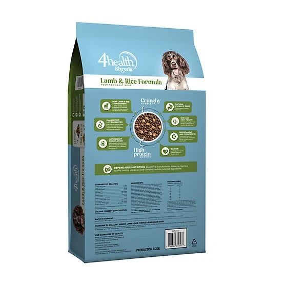4health Shreds Adult Lamb and Rice Formula Dry Dog Food 18lbs