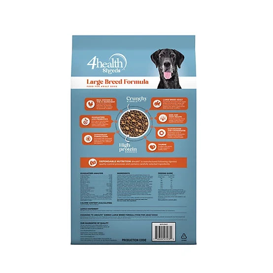 4health Shreds Large Breed Adult Chicken Recipe Dry Dog Food, 18lb