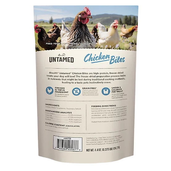 4health Untamed Chicken Bites High-Protein Freeze-Dried Dog Treats, 4.4 oz.