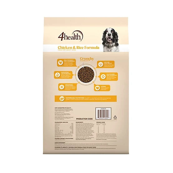 4health with Wholesome Grains Adult Chicken and Rice Formula Dry Dog Food, 18lb