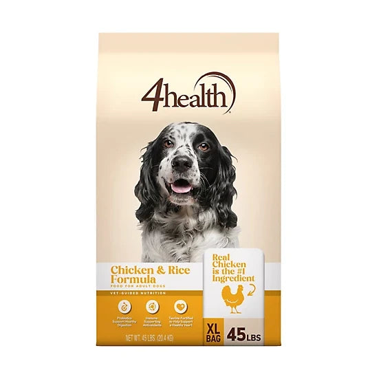 4health with Wholesome Grains Adult Chicken and Rice Formula Dry Dog Food, 45lb
