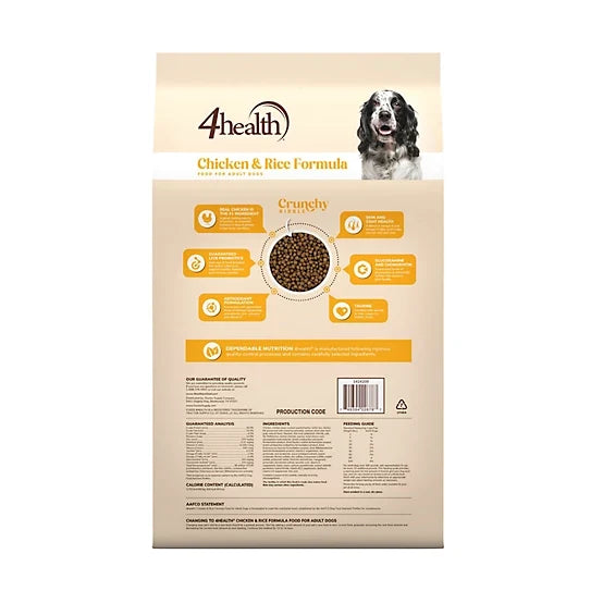 4health with Wholesome Grains Adult Chicken and Rice Formula Dry Dog Food, 45lb