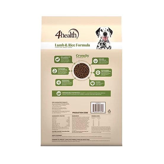 4health with Wholesome Grains Adult Lamb and Rice Formula Dry Dog Food, 18lb