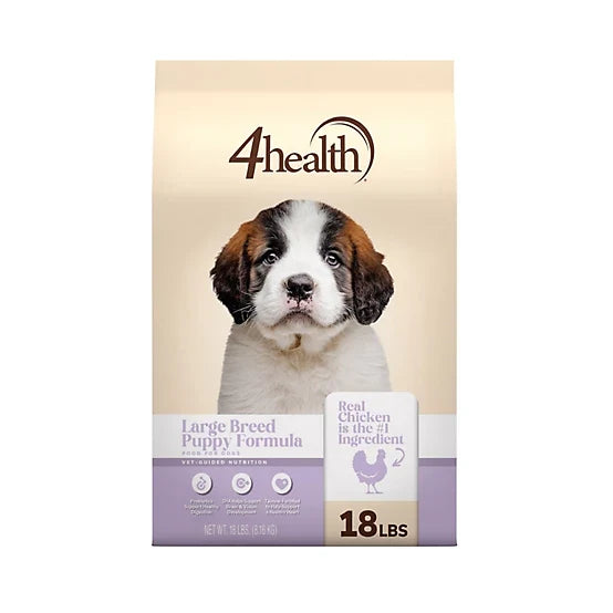 4health with Wholesome Grains Large Breed Puppy Chicken Formula Dry Dog Food, 18lb