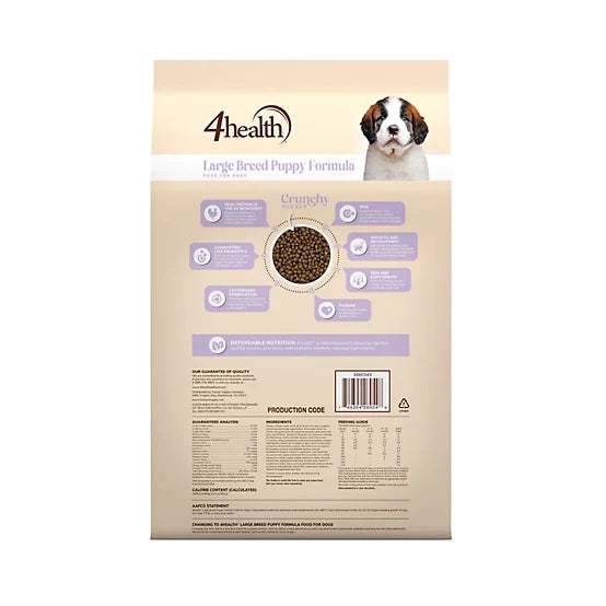 4health with Wholesome Grains Large Breed Puppy Chicken Formula Dry Dog Food, 18lb