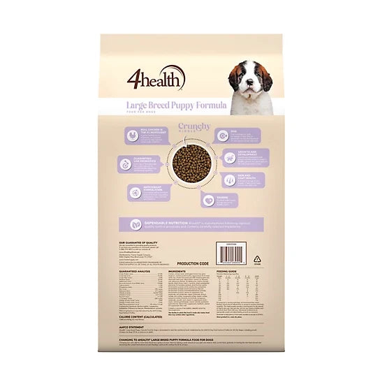 4health with Wholesome Grains Large Breed Puppy Chicken Formula Dry Dog Food, 35lb