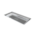 Long and rectangular silver foil liner with engraved pit boss logo on bottom of inside