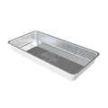 Rectangular, silver foil liner with engraved pit boss logo in bottom of inside