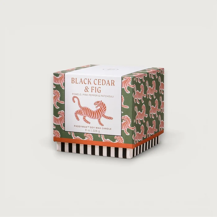 Adopo 226g Tiger Ceramic Candle - Black Cedar & Fig