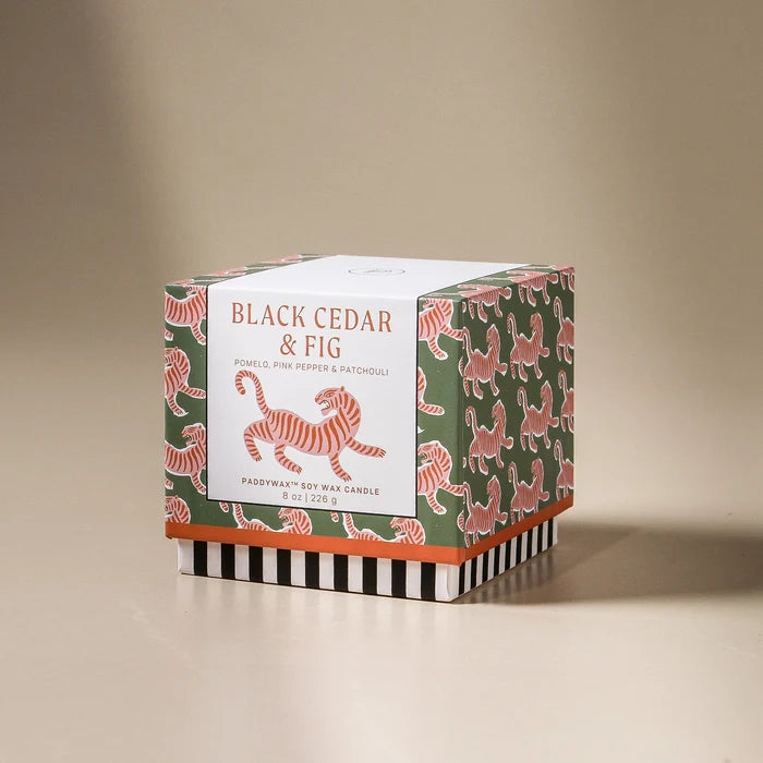 Adopo 226g Tiger Ceramic Candle - Black Cedar & Fig - Few and Far - Candles