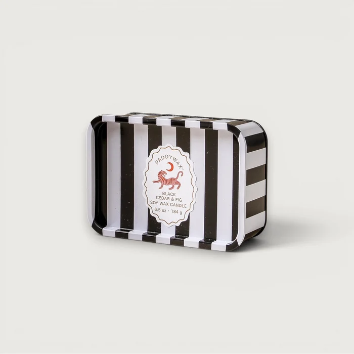 Adopo Tin Candle Tiger - Black Cedar & Fig