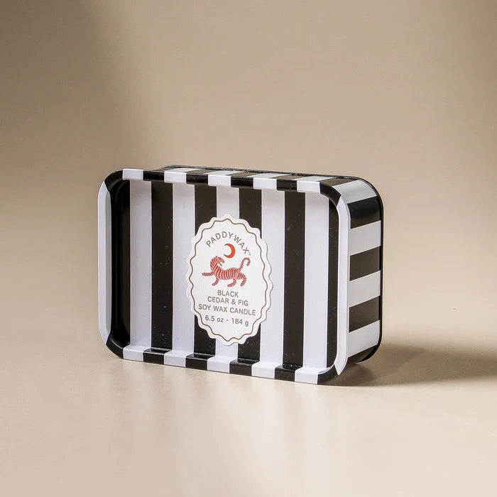 Adopo Tin Candle Tiger - Black Cedar & Fig - Few and Far - Candles