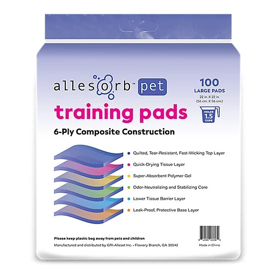 Allesorb Standard Pet Training Pads, 22x22, 100 ct.