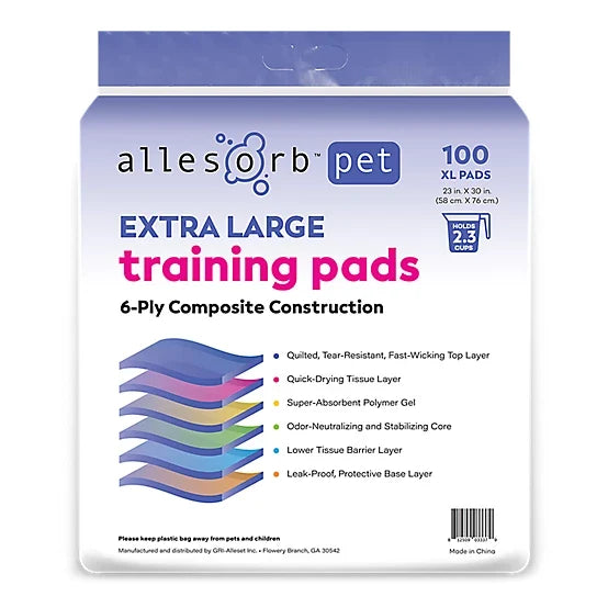Allesorb Standard XL Pet Training Pads, 23x30, 100 ct.
