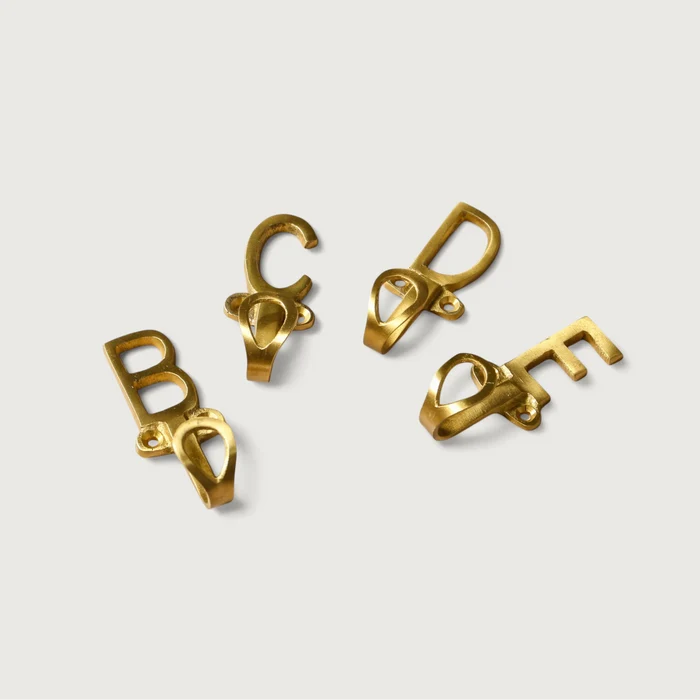 Alphabet Brass Wall Hook