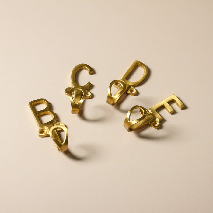 Alphabet Brass Wall Hook - Few and Far - Hooks