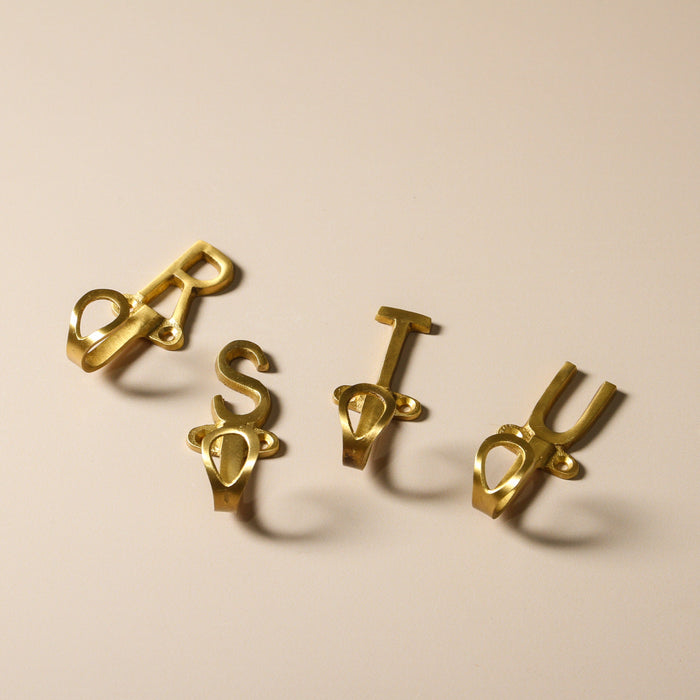 Alphabet Brass Wall Hook - Few and Far - Hooks