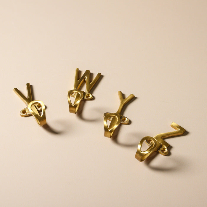 Alphabet Brass Wall Hook - Few and Far - Hooks