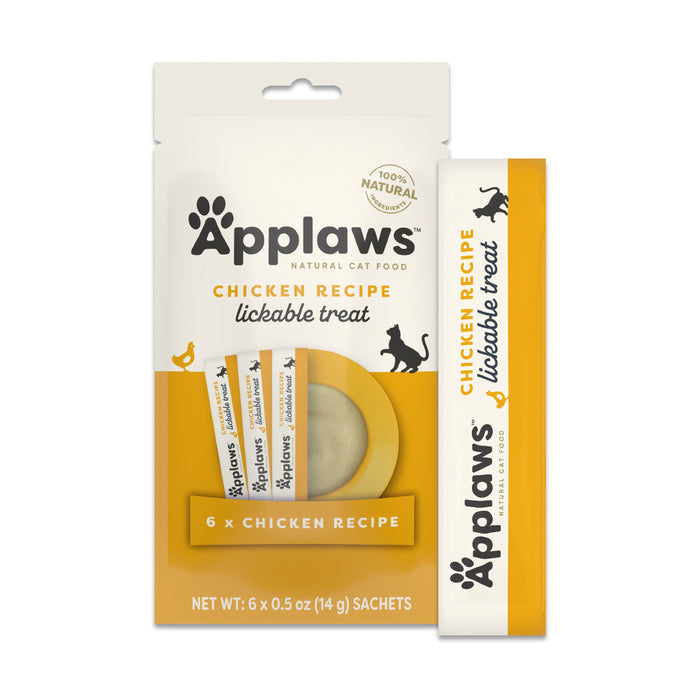 Applaws Chicken Lickable Treat Purees Sachets Cat Treat 6ct .5oz