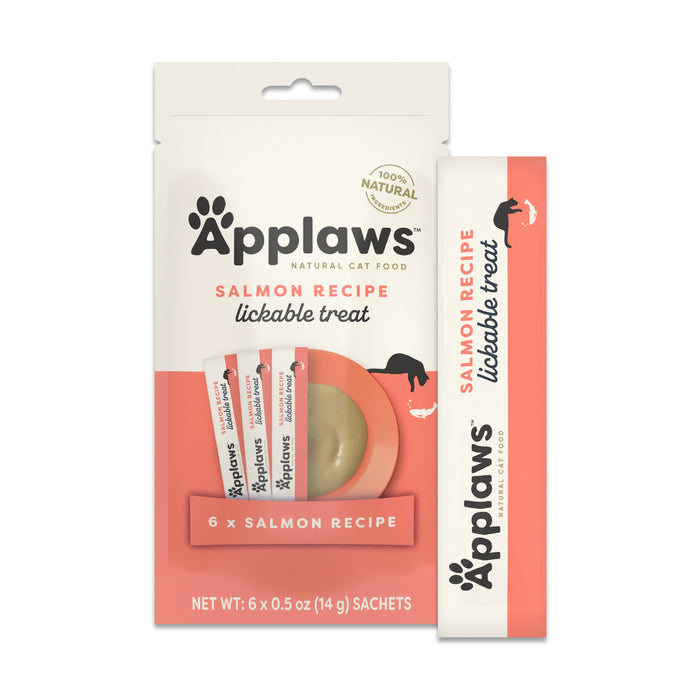 Applaws Salmon Lickable Treat Purees Sachets Multipack Cat Treat 6ct .5oz