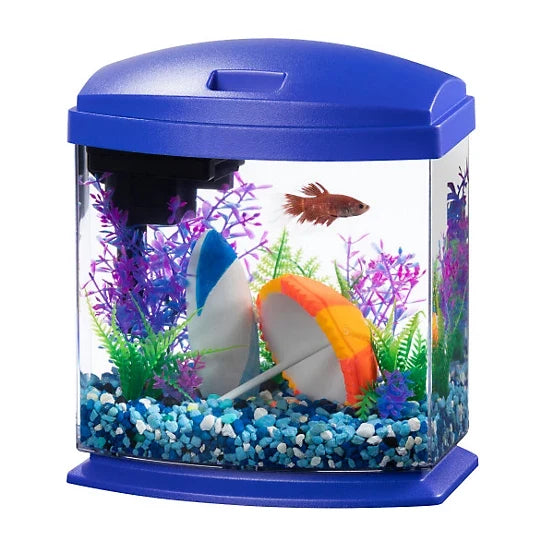 Aqueon Aquarium Kit Mini Bow Led Smart Clean, Blue, 1 gal.