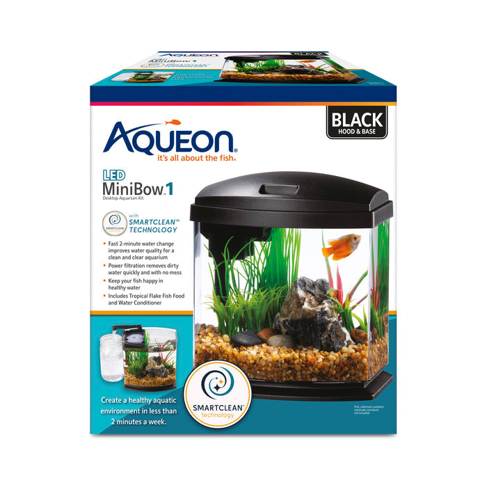 Aqueon LED MiniBow Kit with SmartClean Technology Black 1 Gallon