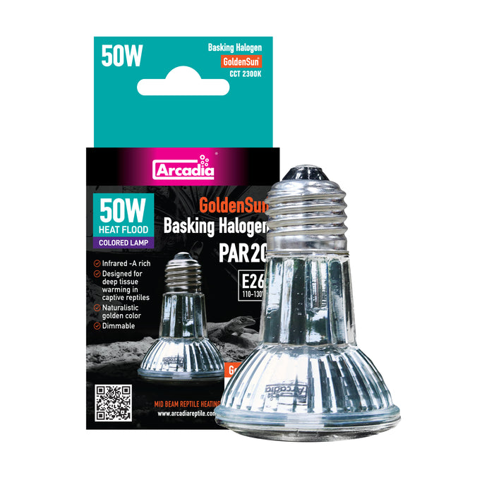 Arcadia Reptile GoldenSun Reptile Halogen Heat Lamp, 50 Watt
