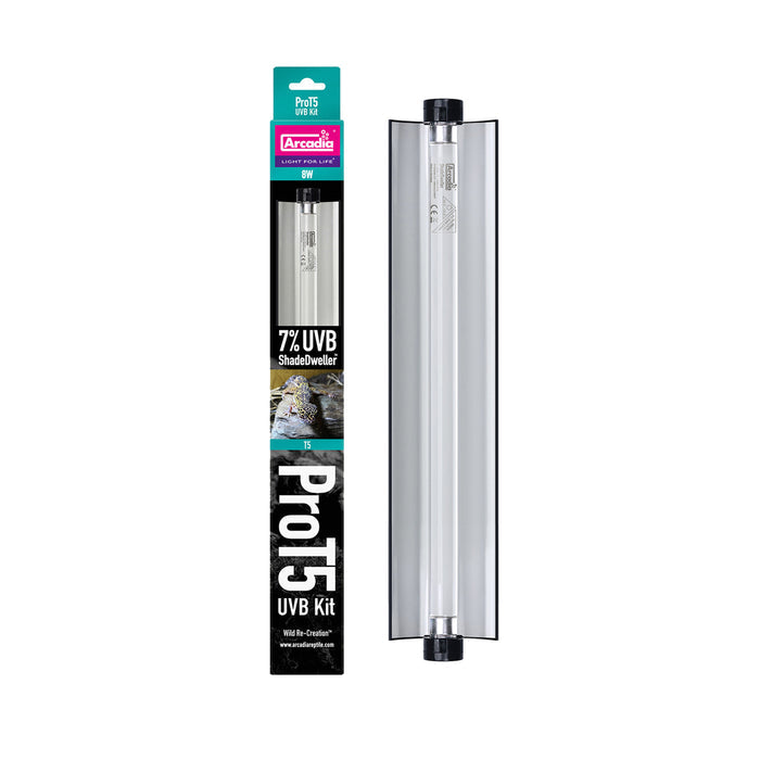 Arcadia Reptile Pro T5 UVB Kit, ShadeDweller 7% UVB, Terrestrial, 8 Watt, 12.5"