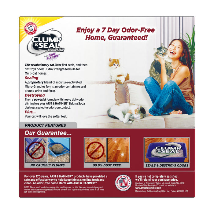 ARM & HAMMER Clump & Seal Multi-Cat Complete Odor Sealing Clumping Cat Litter, 14 lb