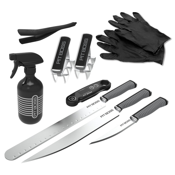 Pit Boss BBQ Pit Kit, black and grey with pit boss logos for grilling and smoking
