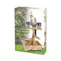 Bird Life™ Natural Wood Tree Perch for Small & Medium Birds with Stainless Steel Cups
