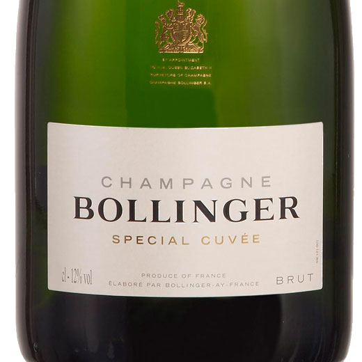 The famous Bollinger royal warrant and label on every Bollinger bottle.