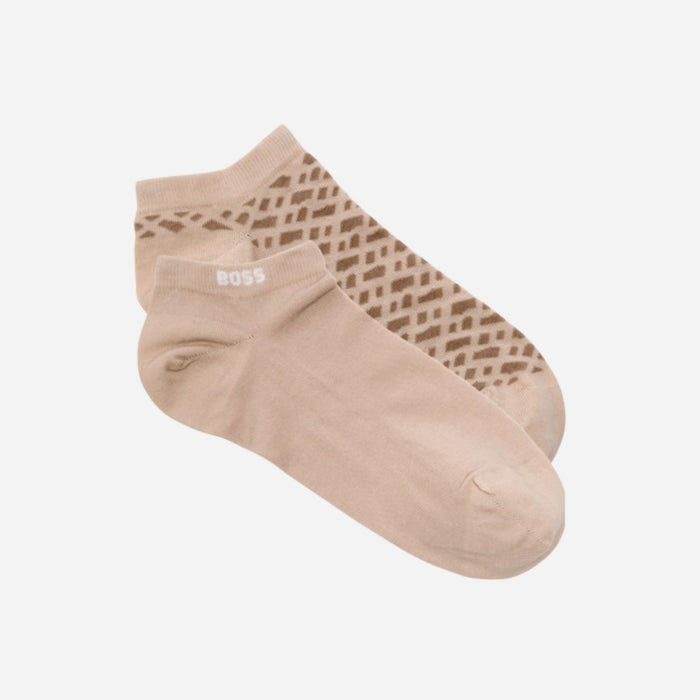 2-Pack Beige Cotton Blend Ankle Socks from BOSS.