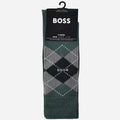 The BOSS 2-Pack Regular Length Green Cotton Blend Argyle Socks in the packaging.
