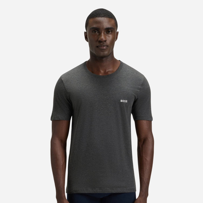 The 3-Pack Pure Cotton Classic Crew Neck T-Shirts in White Grey Navy Blue by BOSS.