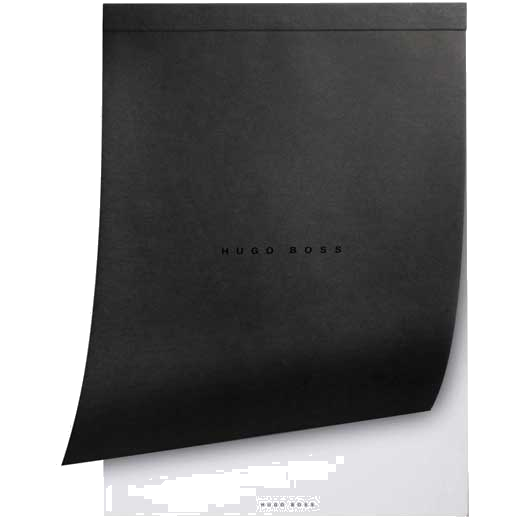 Close view of the Hugo Boss A4 note pad.