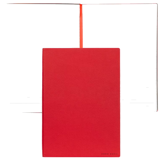 This A5 Red Essential Storyline Lined Notebook is designed by Hugo Boss.