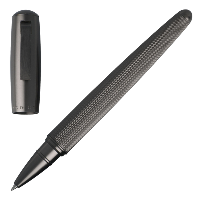 Dark Brushed Chrome Rollerball Pen by Hugo Boss.