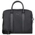 This BOSS 'B' Icon Slim Document Case in Black is made out of nylon with faux leather trims that have a saffiano texture surface.