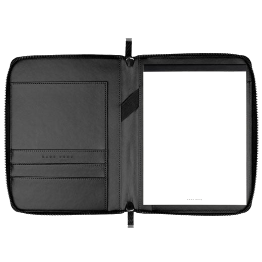 Hugo Boss's Black A5 Herringbone Conference Folder features two internal card slots.