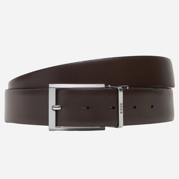The pin buckle and brown leather option from the BOSS Black and Brown Reversible Gert-D Gb35 Plaque and Pin Buckle Belt by BOSS.