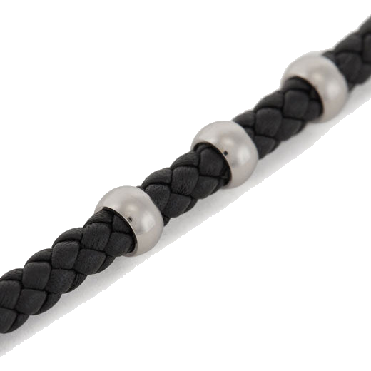 boss beryl black braided leather cuff bracelet beads