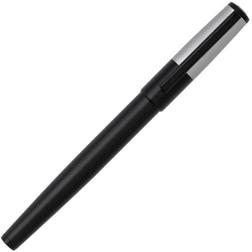 This Hugo Boss Black & Chrome Gear Minimal Rollerball Pen can be engraved on the clip.
