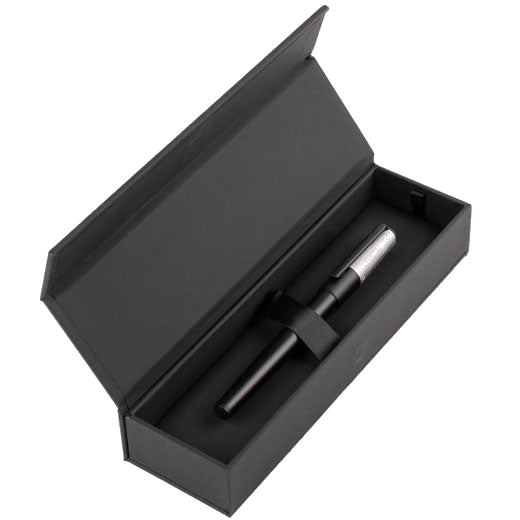 This Hugo Boss Black & Chrome Gear Minimal Rollerball Pen will be presented inside a black presentation box.