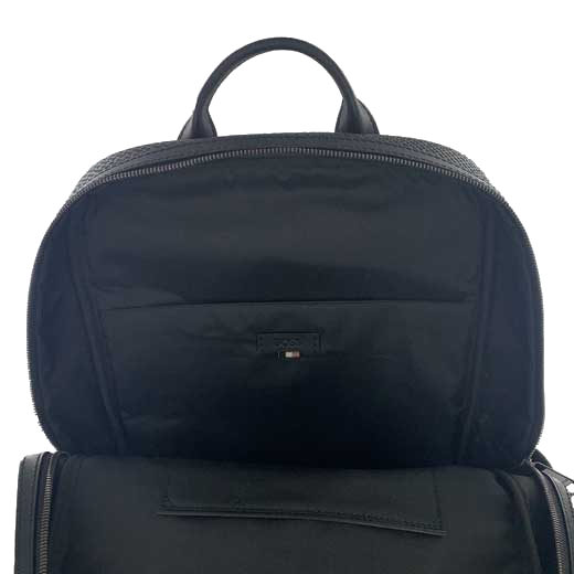 The Hugo boss Monogram backpack comes with an open zipped compartment.